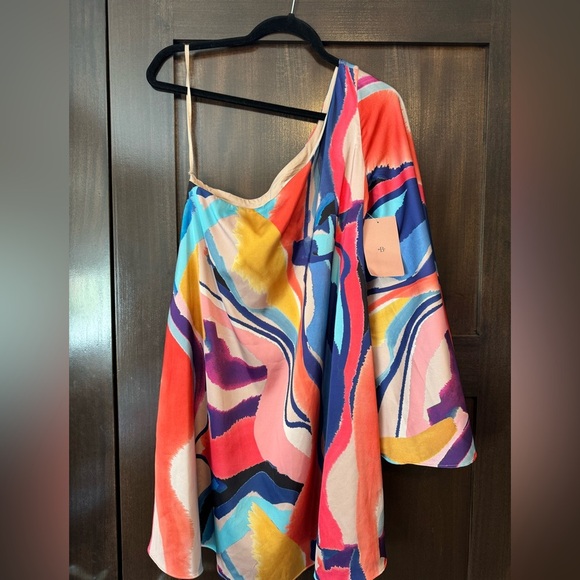 BHLDN by Anthropologie Stevie One Shoulder Satin Mini Dress - Picture 2 of 3